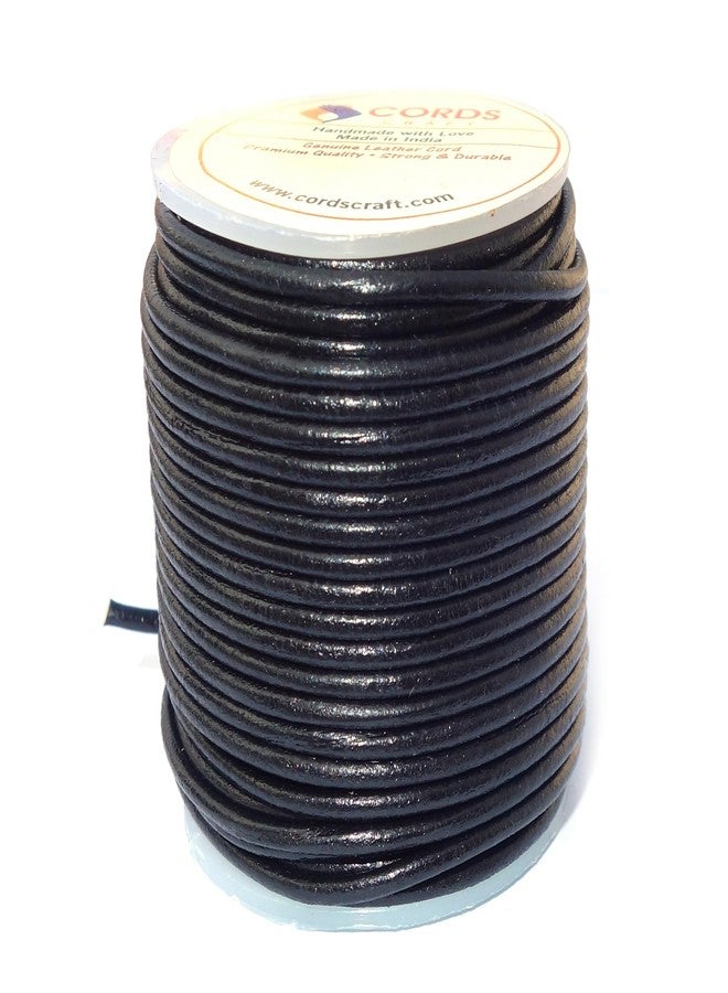 Cords Craft® Round Leather Cord for Round Bracelet, Necklaces Plain Genuine Leather Cord 1.5MM 2 Black - Image 4
